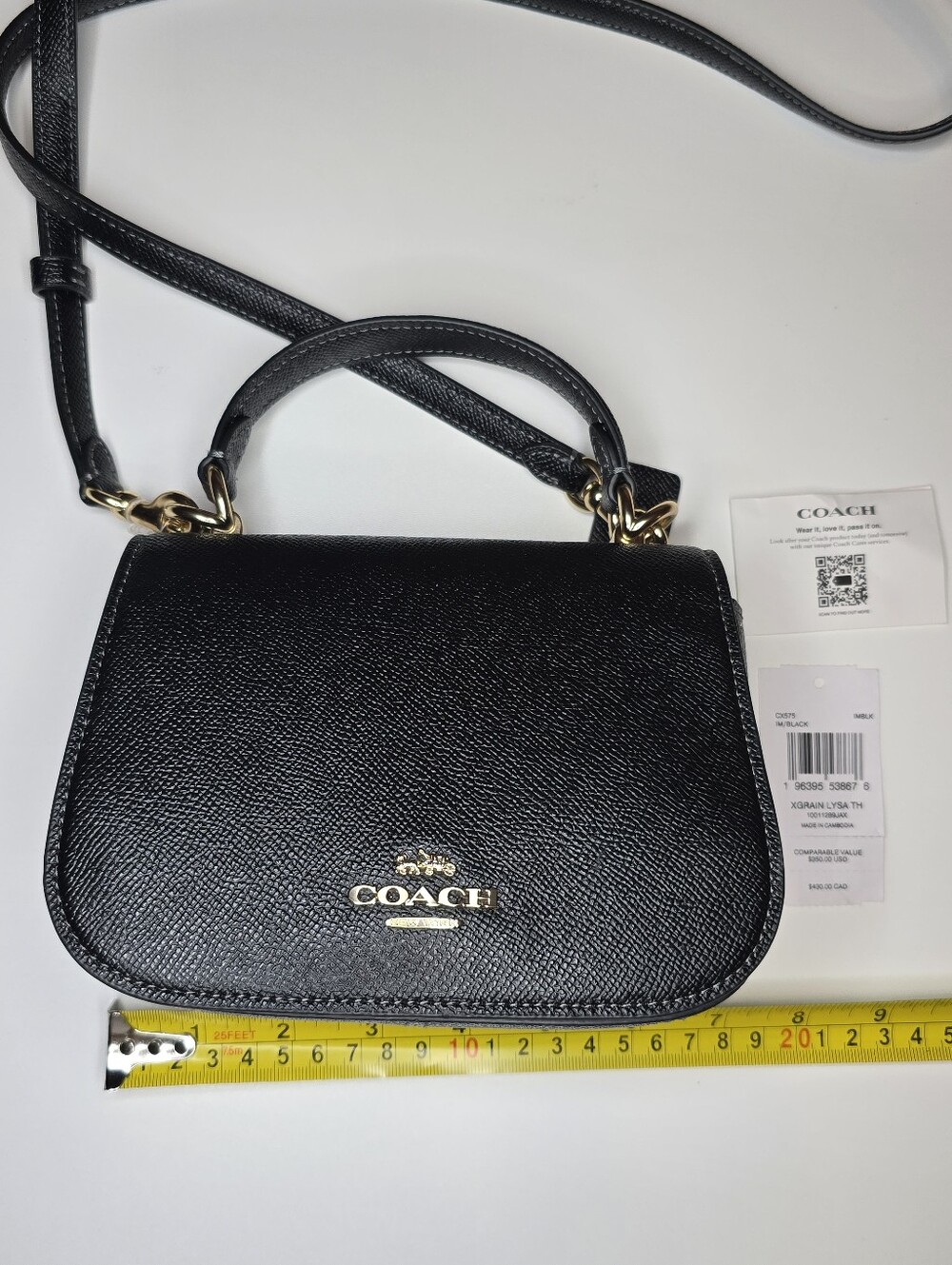 Coach Lysa Top Handle Bag Black Leather Crossbody CX575 - Picture 12 of 12